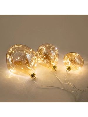 Chakra Zera 3-Piece LED Light-Up Christmas Bauble Set Amber