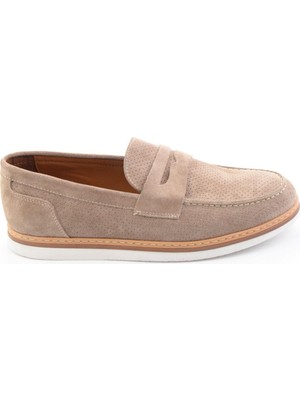 Bambi Sand Genuine Leather Men's Loafers E01597002202