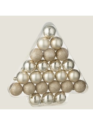 Chakra Tewa 24-Piece Christmas Bauble Set Beige