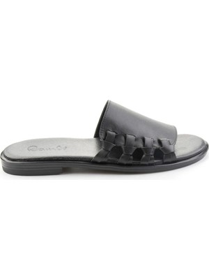 Bambi Black Genuine Leather Men's Slippers E04600010103