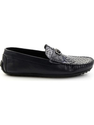 Bambi Navy Genuine Leather Men's Loafers E01757714803