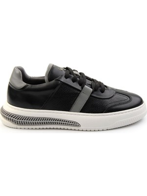 Bambi Black Genuine Leather Men's Sneakers E01075574603