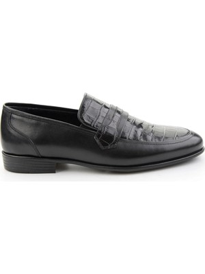 Bambi Black Genuine Leather Men's Classic Shoes E01011040841