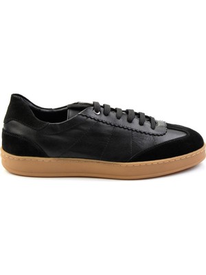 Bambi Black Genuine Leather Men's Sneakers E01087114702