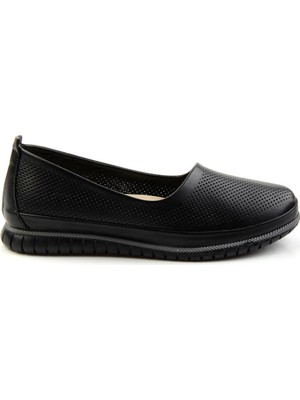 Bambi Black Genuine Leather Women's Ballet Flats K01140004903