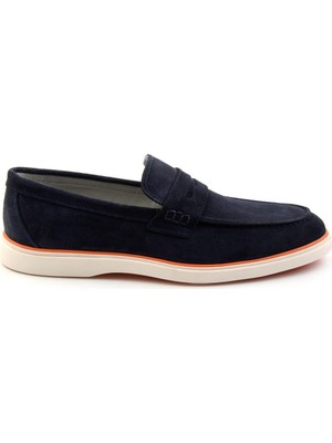 Bambi Navy Genuine Leather Men's Loafers E01054184802