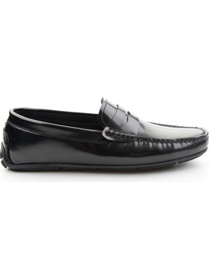 Bambi Black Genuine Leather Men's Loafers E01648620514