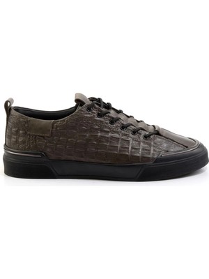 Bambi Khaki Genuine Leather Men's Sneaker E01604238503
