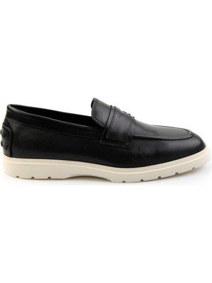Bambi Black Genuine Leather Men's Casual Shoes E01087113103