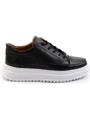 Bambi Black Genuine Leather Men's Sneakers E01304005503