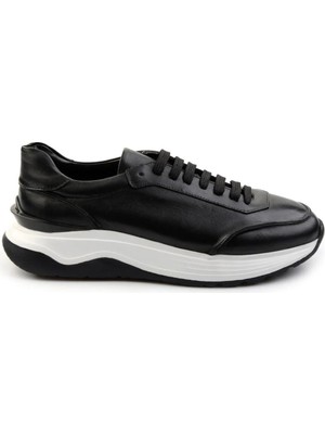 Bambi Black Genuine Leather Men's Sneakers E01087115603