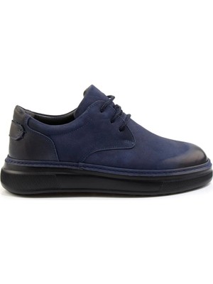 Bambi Navy Genuine Leather Men's Casual Shoes E01089002001