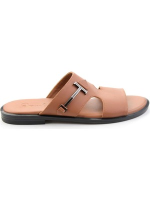 Bambi Tan Genuine Leather Men's Slippers E04600010203