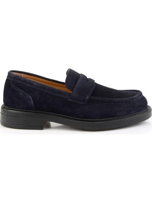 Bambi Navy Genuine Leather Men's Loafers E01905003602
