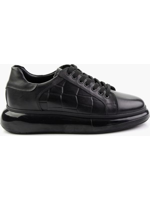 Bambi Black Genuine Leather Men's Sneakers E01401099841