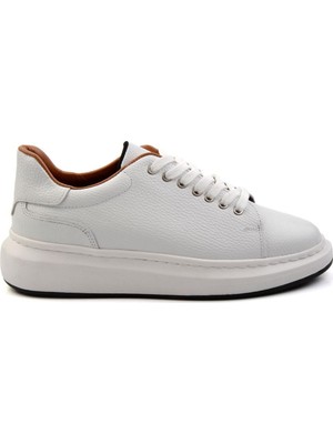 Bambi Beige Genuine Leather Men's Sneakers E01401098040