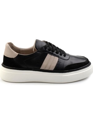 Bambi Black Genuine Leather Men's Sneakers E01304513843