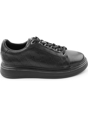 Bambi Black Genuine Leather Men's Sneakers E01398023103