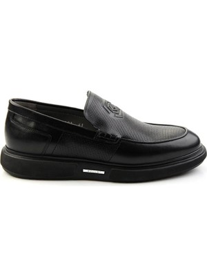 Bambi Black Genuine Leather Men's Casual Shoes E01075619103