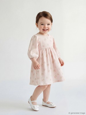 Lc Waikiki Yeni Sezon Pembe Çiçekli Fırfırlı Kız Bebek Elbise
