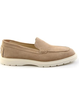 Bambi Beige Genuine Leather Men's Loafers E01087112702