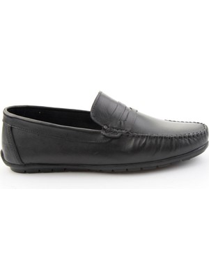 Bambi Black Genuine Leather Men's Loafers E01523111103