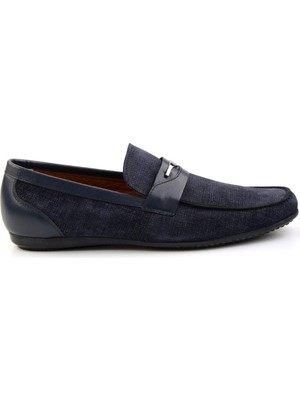Bambi Navy Genuine Leather Men's Casual Shoes E01758028104