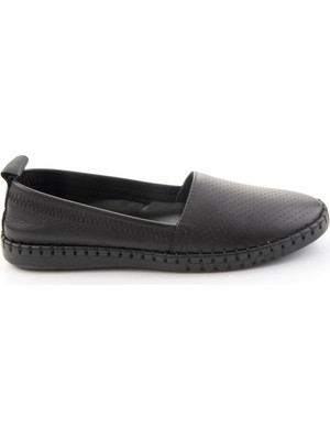 Bambi Black Genuine Leather Women's Ballet Flats K01649202203