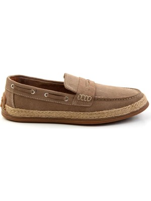 Bambi Beige Genuine Leather Men's Espadrilles E01863815502