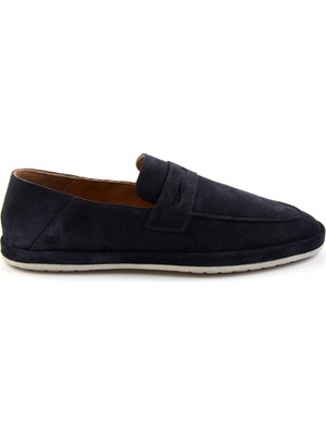 Bambi Navy Genuine Leather Men's Loafers E01589240102