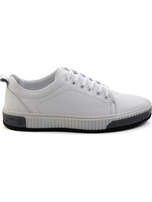 Bambi White Genuine Leather Men's Sneakers E01018033443