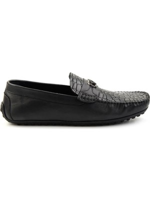Bambi Black Genuine Leather Men's Loafers E01757714803