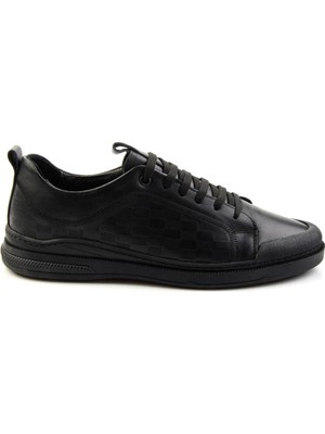 Bambi Black Genuine Leather Men's Sneakers E01084240703