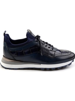 Bambi Navy Genuine Leather Men's Sneakers E01075610603