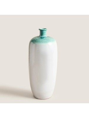 Chakra Mint White Ceramic Floor Vase Small Natural