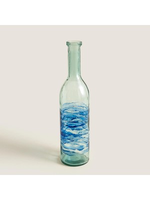 Chakra Blue Wave Patterned Glass Floor Vase Natural