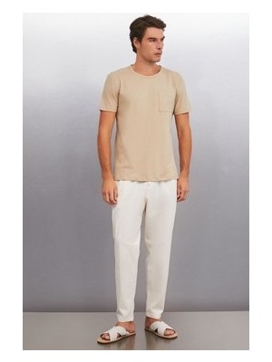 Die Grup Bej Renk Erkek Oversize T-Shirt Modası