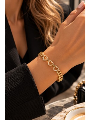 Adata Jewelry Celik Vıp 14K Xuping Zirkon Riviera Bileklik Gold