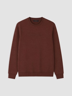 Lc Waikiki Yeni Sezon Kahverengi Bisiklet Yaka Kalın Erkek Sweatshirt