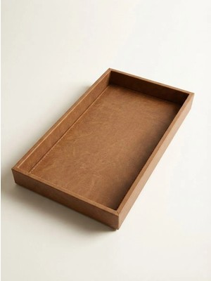 Derisunum Design Premium Deri Xl Büyük Boy Tepsi - Antre Anahtarlık, Takı ve Makyaj Tepsisi Organizeri - Banyo ve Sehpa Üstü (42X21 Cm)