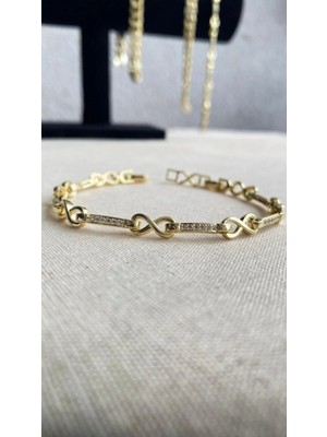 CM Jewelry Kuyumcu Model Sonsuzluk 14K Altın Kaplama cm Marka Gold Premium Kadın Bileklik