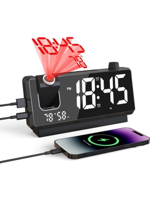 Valkyrie Projeksiyonlu Dijital Alarm Saat Dahili Bataryalı LED Ekranlı USB Şarj Çıkışlı