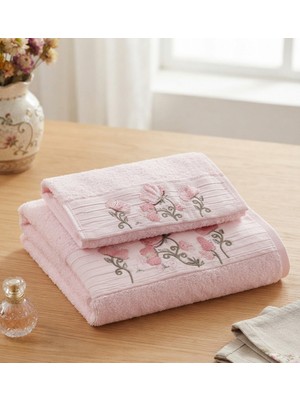 Fiesta Gökçe Süzene Bambu Bürümcük Analı Kızlı Havlu Seti (1 Adet 30X50 cm ve 1 Adet 50X90 cm ) %70 Bambu %30 Pamuk