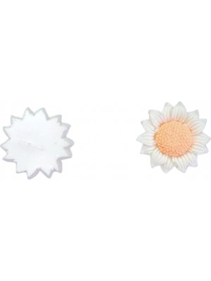 Depposite Polyester Dekoratif Mini Papatya Çiçeği Model 2.5 cm -3 cm (100 Adet) Beyaz