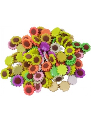 Depposite Polyester Dekoratif Mini Papatya Çiçeği Model 2.5 cm -3 cm (100 Adet) Karışık Renk