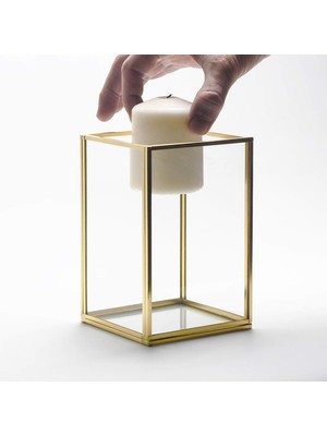 Die Grup Tr 15X10X10CM Pirinç Gold Geometrik Teraryum Cam Fanus Vazo Mumluk Yapımı Dekoratif