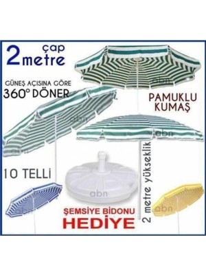 Die Grup Tr Pamuklu Kumaş Büyük Boy Açı Verilen 2 mt Şemsiye Su Bidonu Beraber Bahçe,balkon,teras,plaj Şemsiyesi