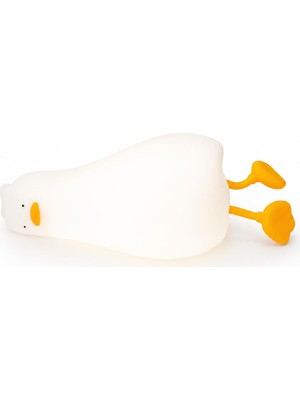 Die Grup Tr Ördek Gece Lambası 7 Renkli LED Şarjlı Masa Lambası, Dokunmatik Silikon Çocuk Gece Lambası, USB Type-C Şarjlı Bebek Uyku Işığı,yatan Ördek Figürlü Başucu Lambası, Esnek Bacaklı Oda Lambası