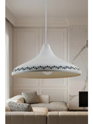 Die Grup Tr Nova Tulip Metal Sarkıt Avize, Bohem Tavan Lambası ve Salon Oturma Odası Aydınlatması - Beyaz - 35 cm – Modern Dekoratif Avize, Tavan Aydınlatması