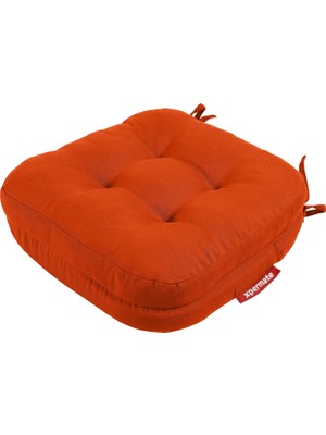 Die Grup Tr Çift Kat Sandalye Minderi Fermuarlı Yıkanabilir Kılıf Bağcıklı Su ve Yağ Itici 42X42X8 cm (Kiremit)